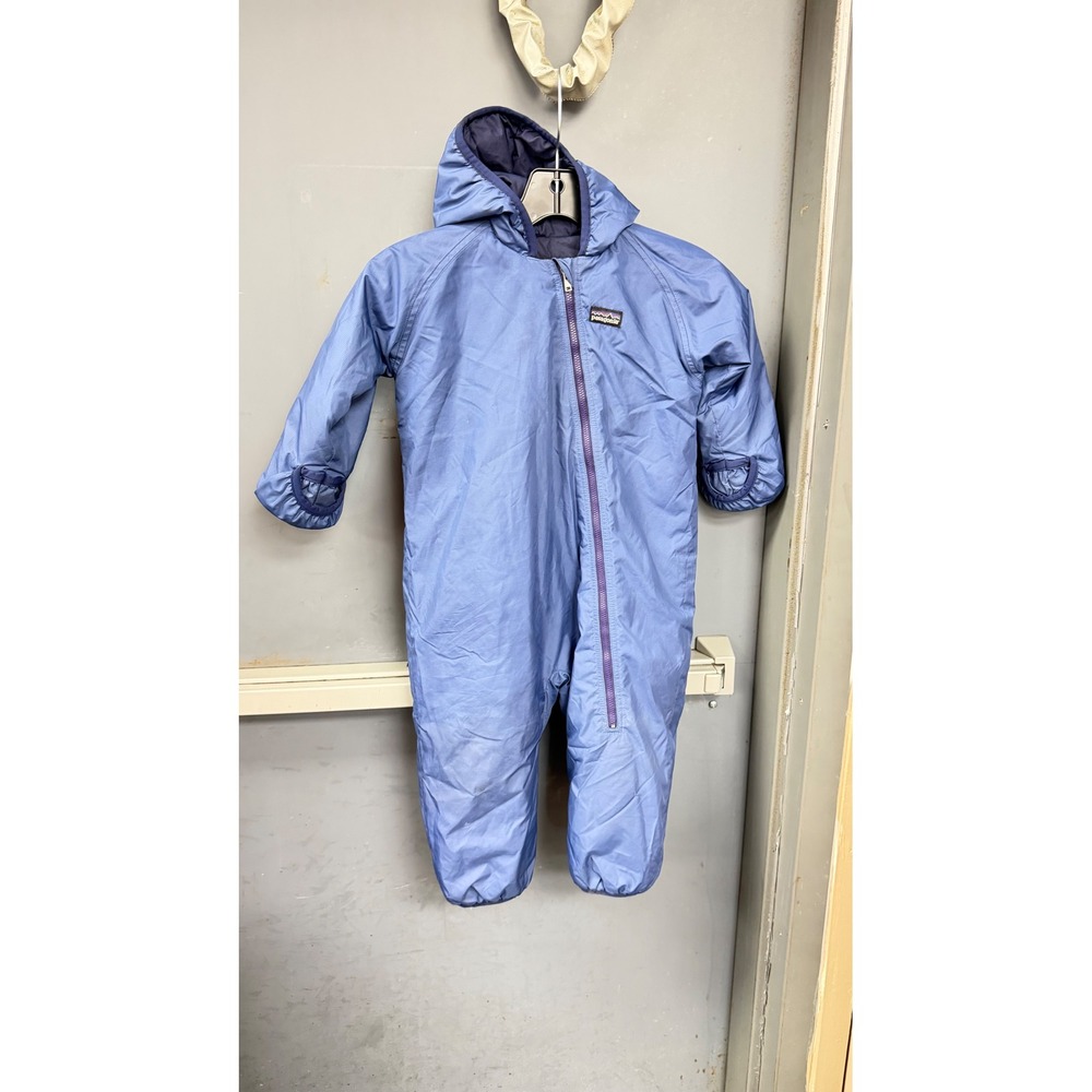 Patagonia Baby Puff Ball Bunting Blue Hooded Insulated One Piece Suit 24 months